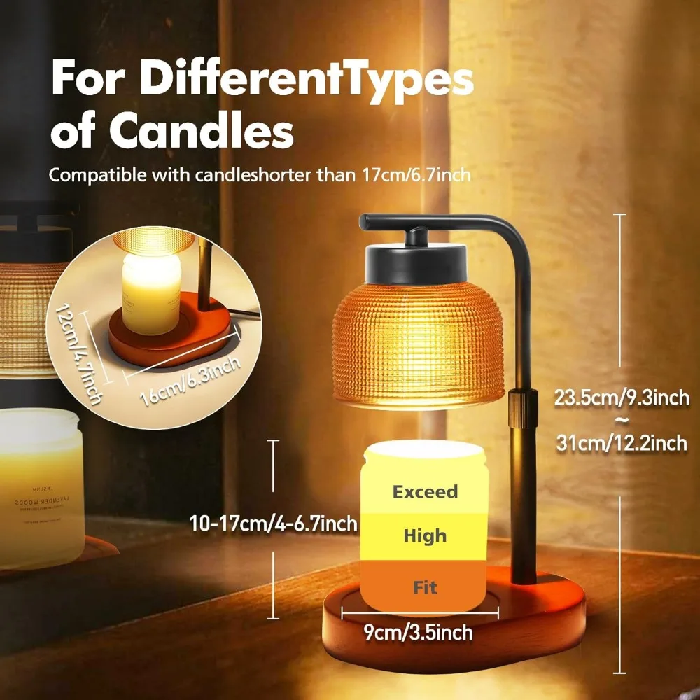 Candle Warmer Lamp with Timer Adjustable Height, Dimmable, 24-Hour Timer for Home Decor & Gifts Candle Warmer Lamp - Image 6