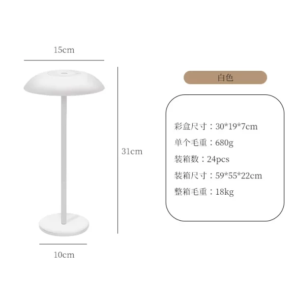 Cmoonfall Led Nordic Design Wireless Rechargeable Touch Mushroom Table Lamp For Study Luxury Home Decoration Desk Night Lights