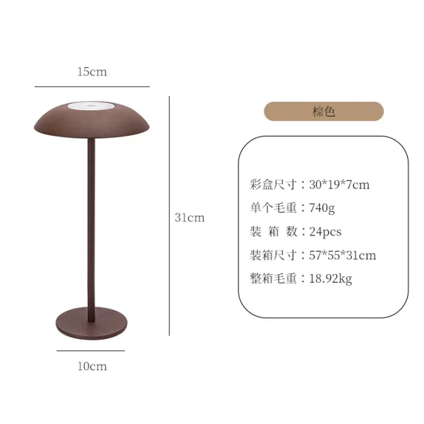 Cmoonfall Led Nordic Design Wireless Rechargeable Touch Mushroom Table Lamp For Study Luxury Home Decoration Desk Night Lights