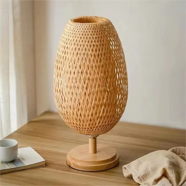 Decorative Handmade E27 Long or Short Light Rusitc Style Bamboo Woven Table Lamp Bamboo Tea Room Bedroom  Dining Room