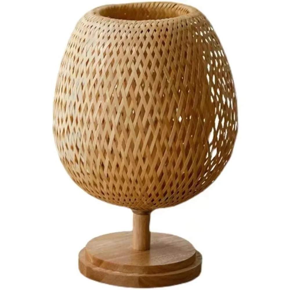 Decorative Handmade E27 Long or Short Light Rusitc Style Bamboo Woven Table Lamp Bamboo Tea Room Bedroom  Dining Room - Image 1