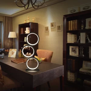 Dimming Table Lamp Intelligent Touch Ring Night Light Bedroom Simple Modern Living Room Lamp Monochrome Circle DeskTable Lamp - Image 4
