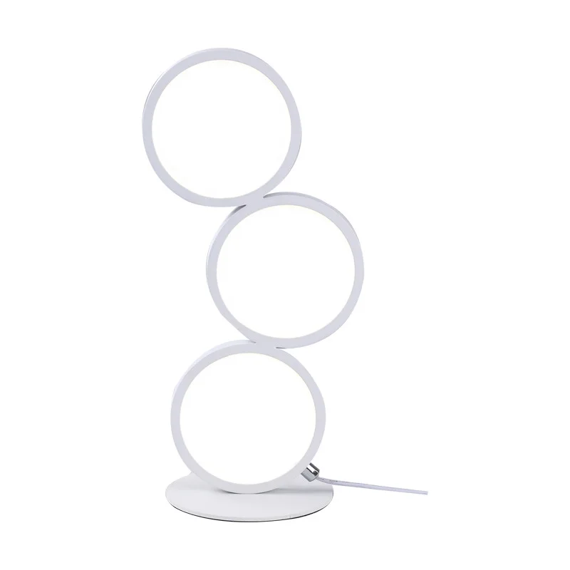 Dimming Table Lamp Intelligent Touch Ring Night Light Bedroom Simple Modern Living Room Lamp Monochrome Circle DeskTable Lamp - Image 5