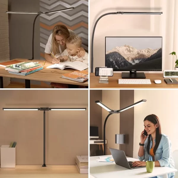 Folding Double Head Led Desk Lamps Stepless Dimmable Eye-Caring 24W Table Lamp  Monitor Light for office Study Reading Lighting