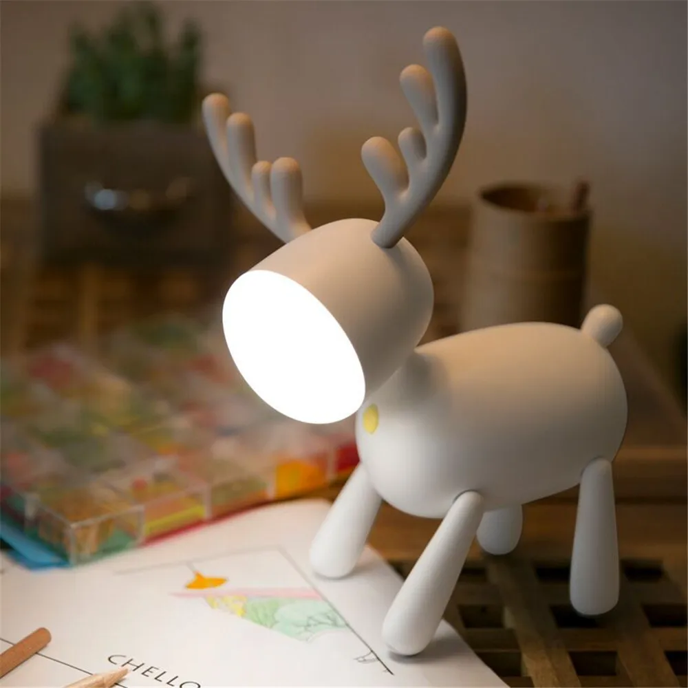 LED Kids Night Light Cute Deer Bedside Lamp Adjustable Brightness Table Desk Lamp Children Gifts For Home Bedroom Decoration - Image 1