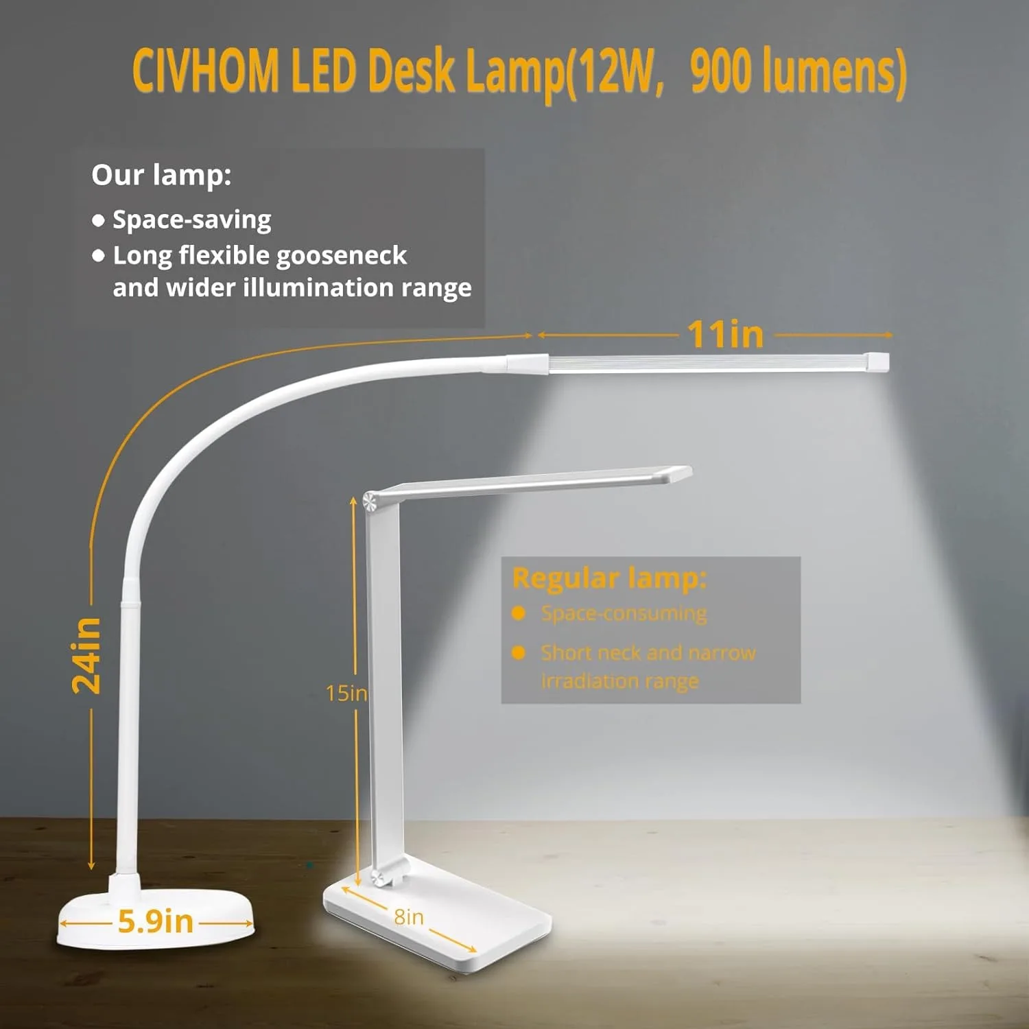 LOOPITYS LED Desk Lamp, Swing Arm Architect Task Lamp with Long Flexible Gooseneck, 3 Color Modes, and USB Adapter - Image 3