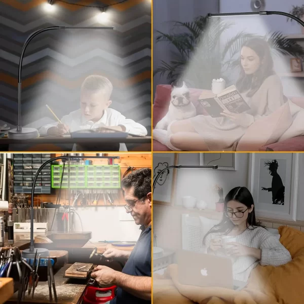 LOOPITYS LED Desk Lamp, Swing Arm Architect Task Lamp with Long Flexible Gooseneck, 3 Color Modes, and USB Adapter