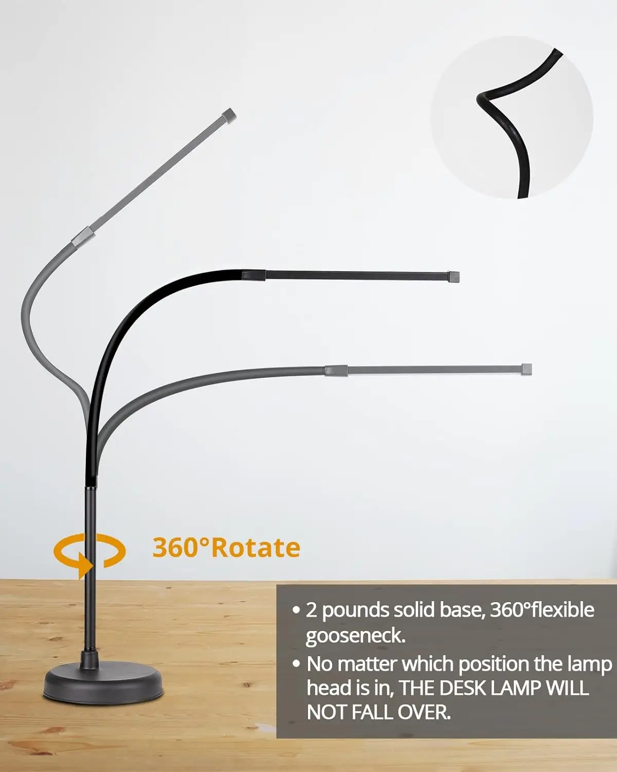 LOOPITYS LED Desk Lamp, Swing Arm Architect Task Lamp with Long Flexible Gooseneck, 3 Color Modes, and USB Adapter - Image 6