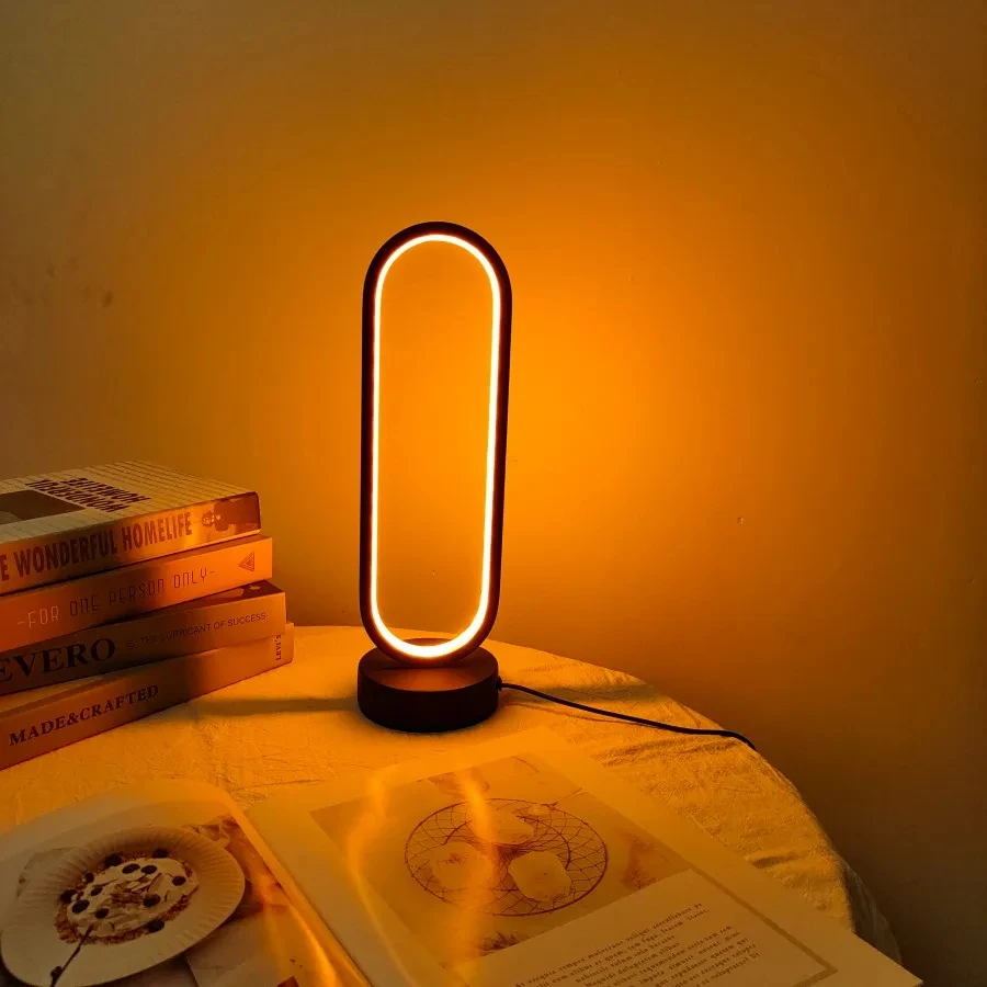 Lamp bedroom Ring Lamp Living Room Three-color Dimming Bedside Lamp LED Night Light - Image 1