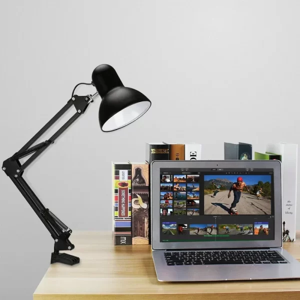 Modern Long Arm Led Lamp Desk Iron Ac85-220v E27 Base Folding Clamp Table Light Read Study Lighting 5w Bulb Included