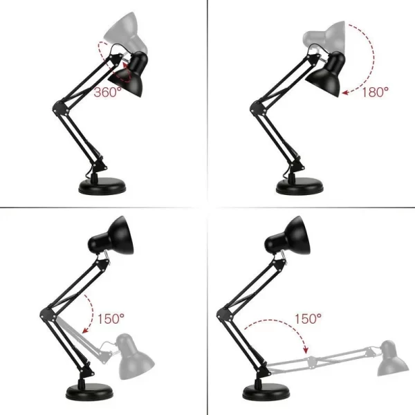 Modern Long Arm Led Lamp Desk Iron Ac85-220v E27 Base Folding Clamp Table Light Read Study Lighting 5w Bulb Included