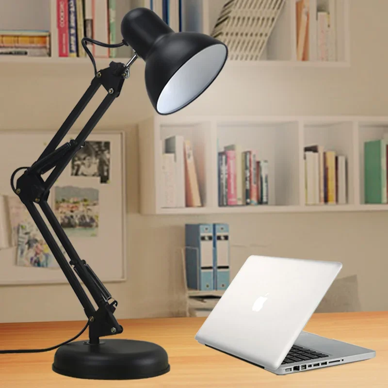 Modern Long Arm Led Lamp Desk Iron Ac85-220v E27 Base Folding Clamp Table Light Read Study Lighting 5w Bulb Included - Image 1