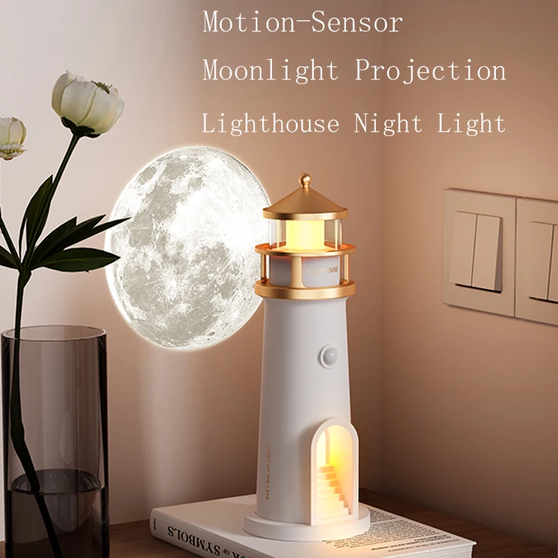 Moon Lamp Projection Lighthouse Lamps Night Light Remote Control Bluetooth Music Motion Sensor Ambient Lights Xmas Birthday Gift - Image 4