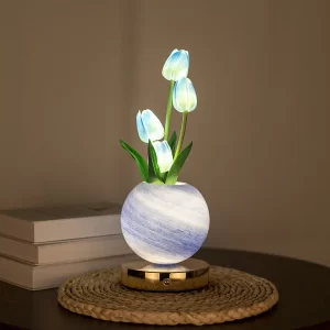 New tulip night light, simulated flower bouquet table lamp, decorative bedroom bedside mood light, dreamy planet lamp - Image 3