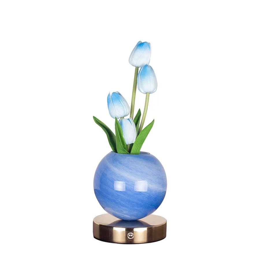 New tulip night light, simulated flower bouquet table lamp, decorative bedroom bedside mood light, dreamy planet lamp - Image 5
