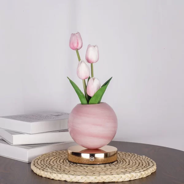New tulip night light, simulated flower bouquet table lamp, decorative bedroom bedside mood light, dreamy planet lamp