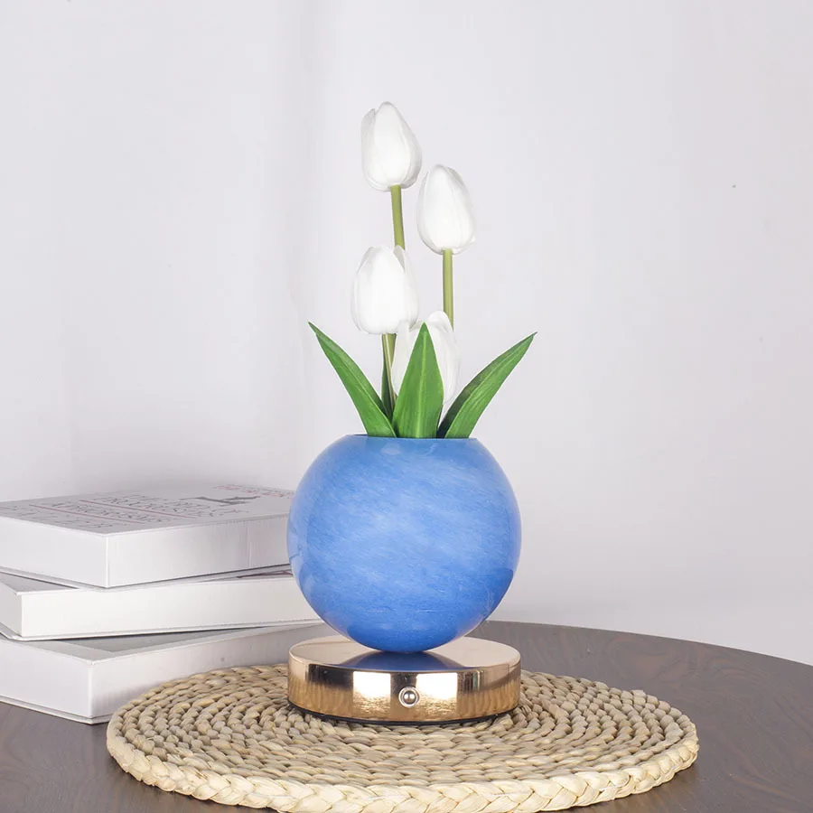 New tulip night light, simulated flower bouquet table lamp, decorative bedroom bedside mood light, dreamy planet lamp - Image 7