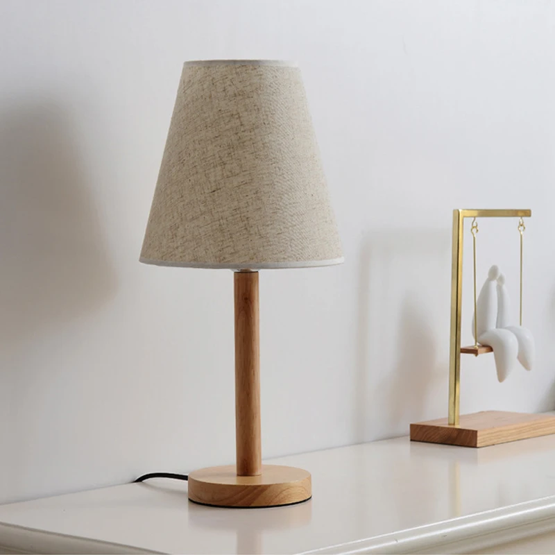Nordic Wood Cloth Table Lamp Bedroom Bedside Modern Simple Wooden Fabric Desk Lamp Study Table Light Fixtures Living Room Decor - Image 7