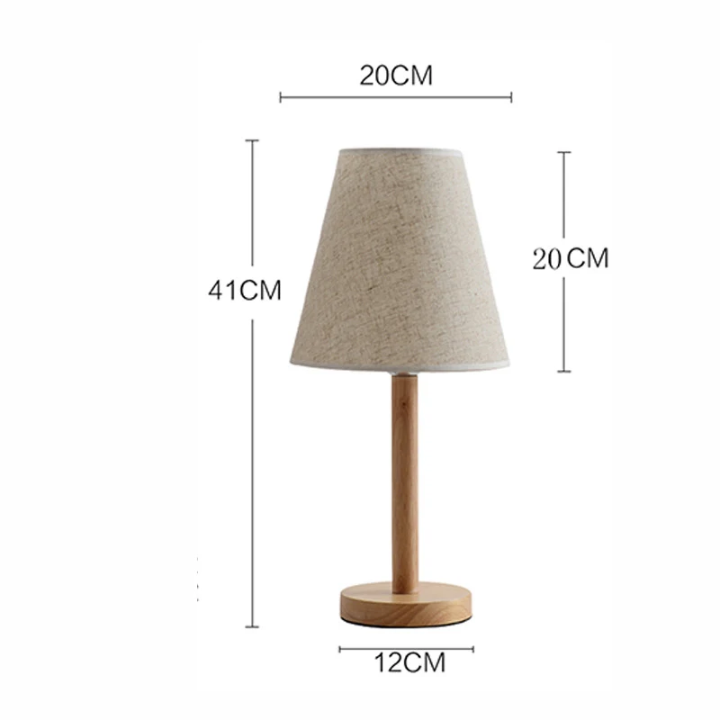 Nordic Wood Cloth Table Lamp Bedroom Bedside Modern Simple Wooden Fabric Desk Lamp Study Table Light Fixtures Living Room Decor - Image 6